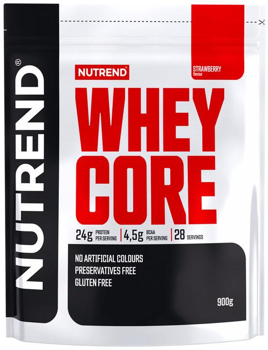 NUTREND Whey Core 900 g Erdbeere, Pulverbeutel mit Erdbeer-Aroma