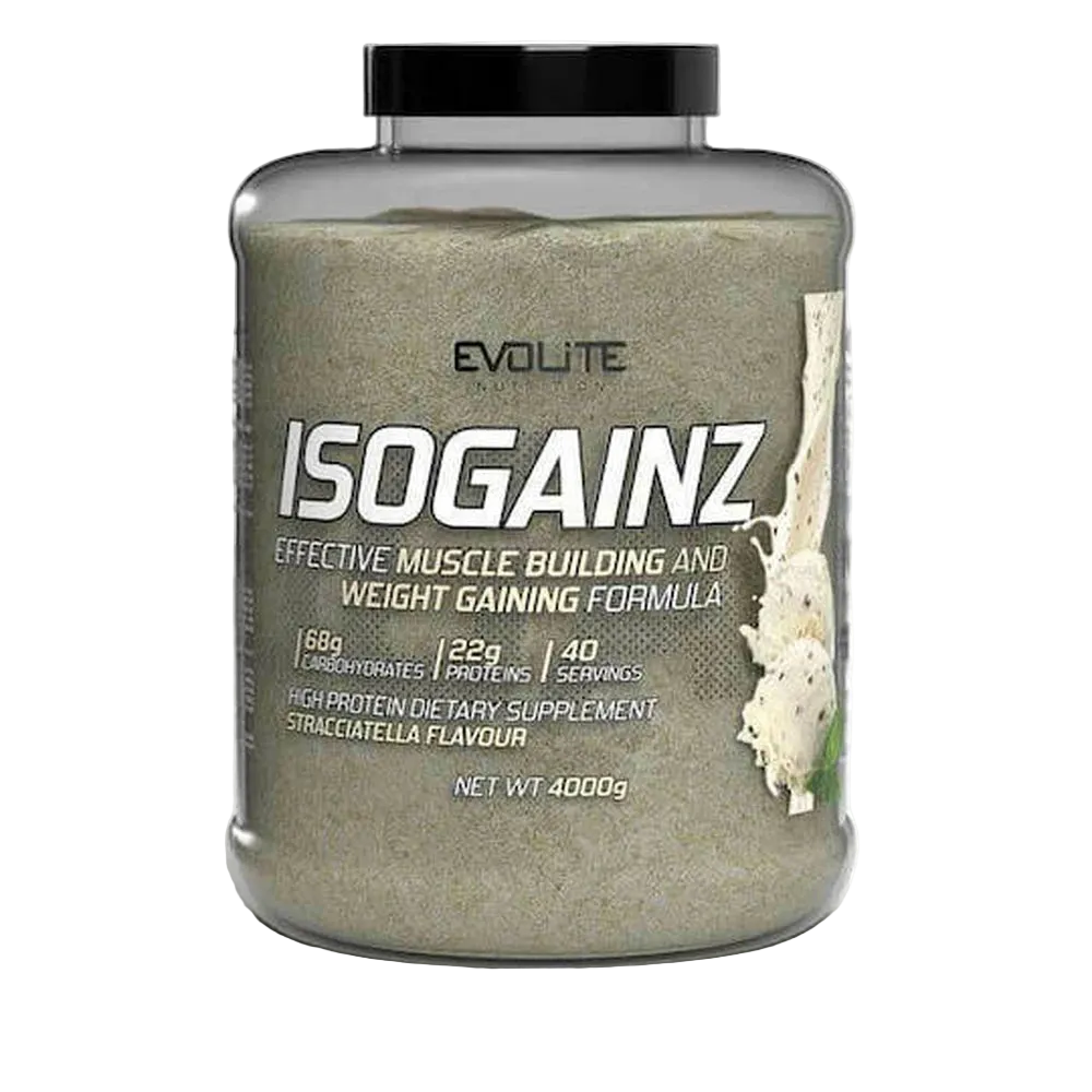 IsoGainz 4000g powder tub, Stracietella flavor, EVOLITE label