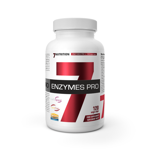 Nahrungsergänzung-Dose mit weißem Deckel und Aufdruck ENZYMES PRO 120