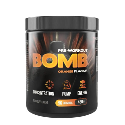 7Nutrition Bomb Pre-Workout 480 g, Orange Flavor Energy, Pump, Concentration