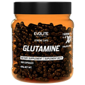 Evolite Glutamin-Kapseln Dose mit schwarzem Deckel und orangem Etikett, Kapseloptik