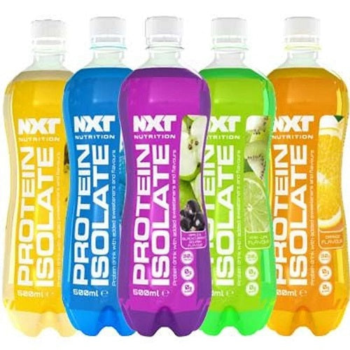 Multi-pack of NXT Nutrition protein isolate bottles, assorted flavors, 500 ml