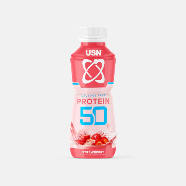 USN TRUST Protein 50 Erdbeere, 500 ml – lactosefrei, Trinkflasche
