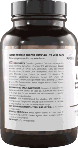 Human Protect Adapto Complex 90 Kapseln Flasche mit Etikett und Infos