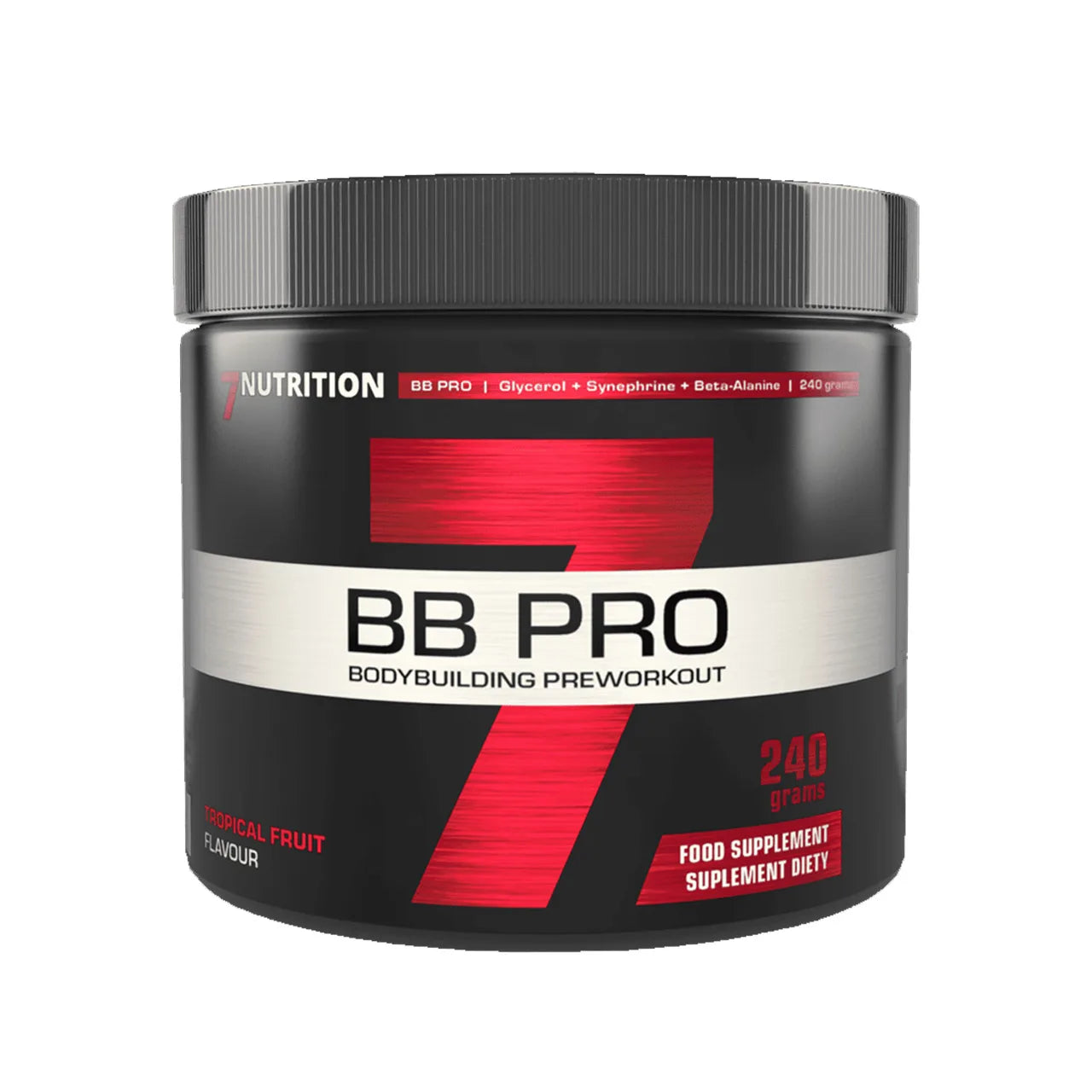 BB PRO Dose 240 g, schwarzer Behälter mit rotem „BB PRO“ Schriftzug und Schraubdeckel