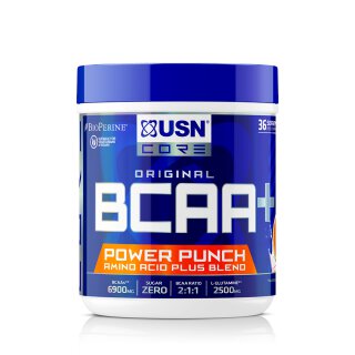 USN BCAA Power Punch Dose, orangefarbene Etikettierung, 380 g