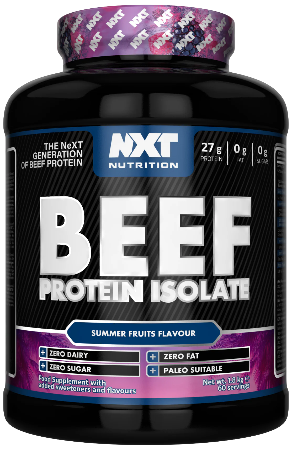 NXT Nutrition Beef Protein Isolate 1.8 kg Dose, Summer Fruits Flavour