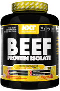 NXT Nutrition Beef Protein Isolate 1.8 kg „Fruit Burst“ Dose, gelb-schwarzes Etikett