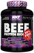 Beef Protein Isolate 2.16 kg tub, Mmmto flavor label, 20% free