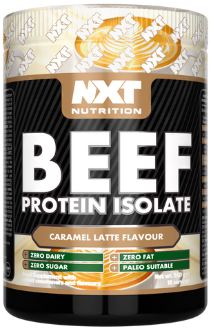 NXT Nutrition Beef Protein Isolate 540g, Caramel Latte Flavour Dose