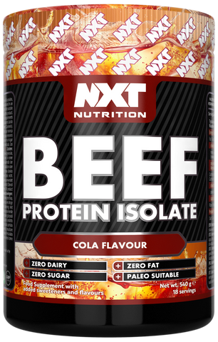 NXT Nutrition Beef Protein Isolate 540g – Cola Flavour protein powder tub