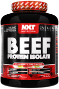 Beef Protein Isolate 1.8 kg tub, Strawberry & Lime flavor label