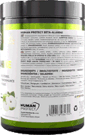 Human Protect Beta-Alanine 300g jar, back label with green apple flavor details