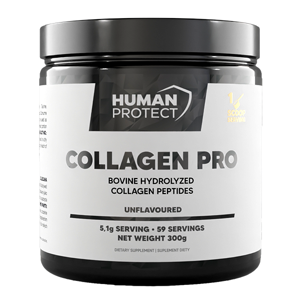 Human Protect Collagen Pro jar, unflavoured hydrolyzed collagen peptides, 300g