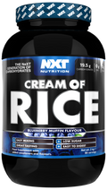 Cream of Rice 2kg Blueberry Muffin powder container, NXT Nutrition label