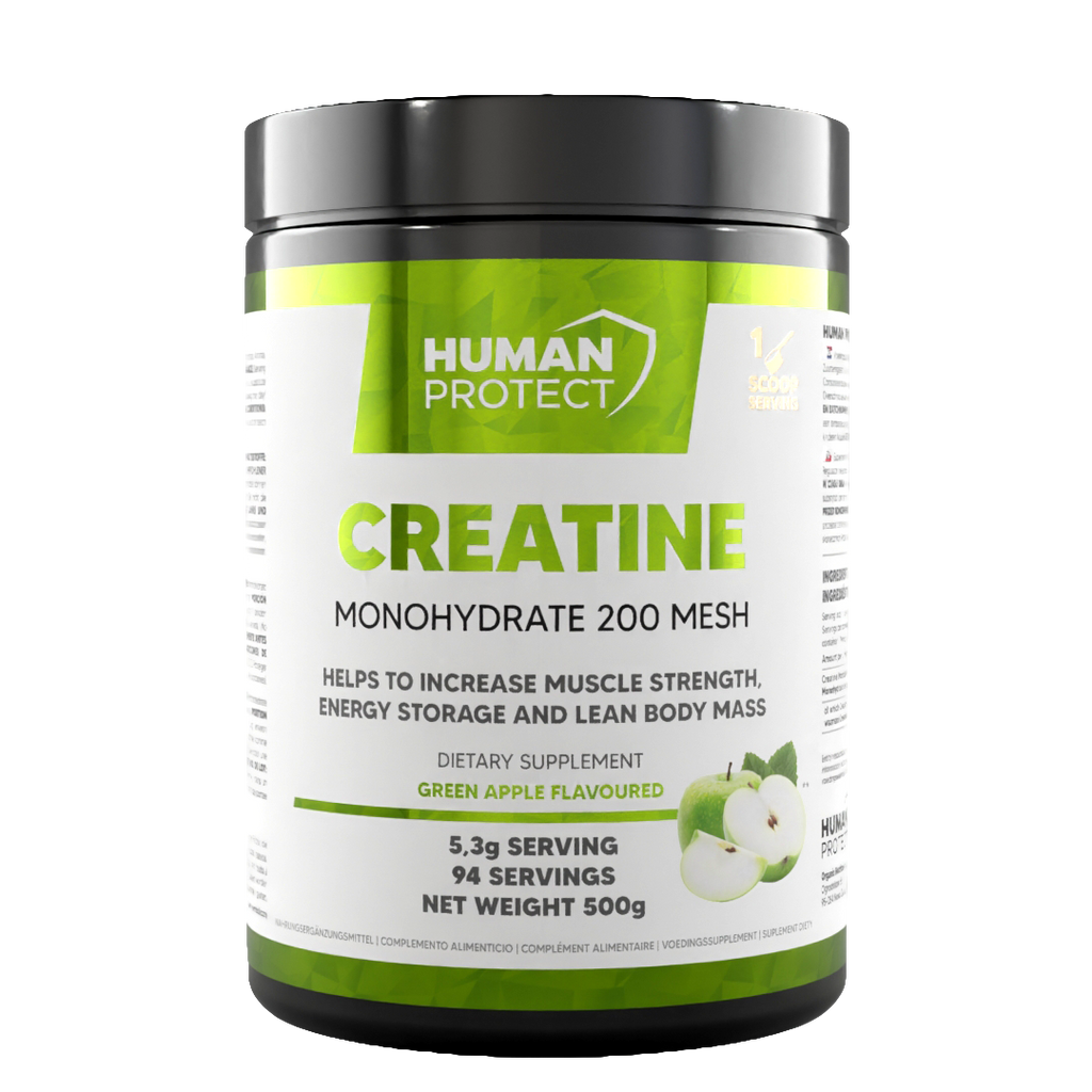 Creatine Monohydrate 500g green apple, Vorratsdose mit Frontetikett