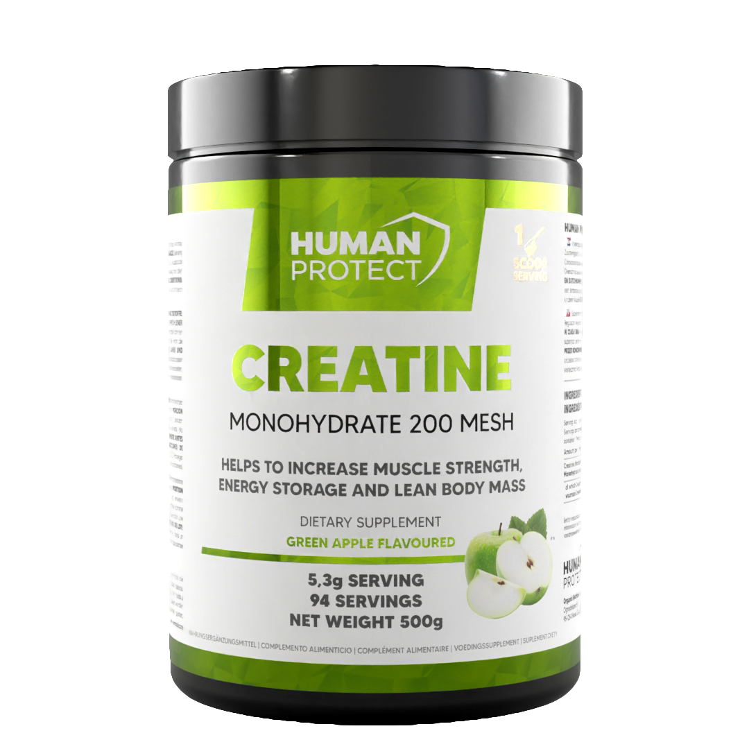Creatine Monohydrate 500g green apple, Vorratsdose mit Frontetikett