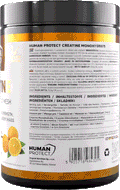 Human Protect Creatine Monohydrate 500g Rückseite, Inhaltsstoffe & Nährwerte-Aufdruck