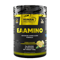 Human Protect EAAMINO 450g powder tub, lemon flavoured, yellow and black label with scoop serving info
