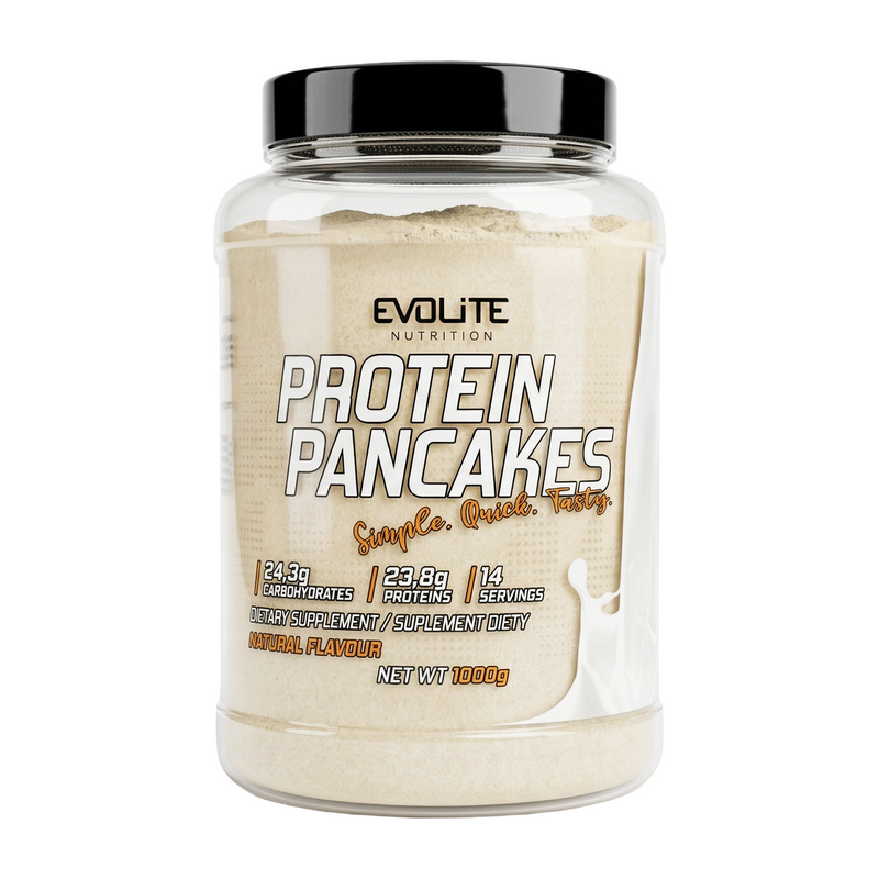 Evolite Protein Pancakes 1000 g Natural, Glasdose mit Etikett