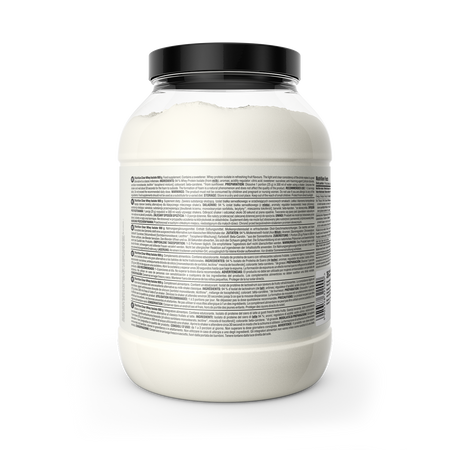 Clear Whey Isolate 900 g back label with nutrition text and barcode