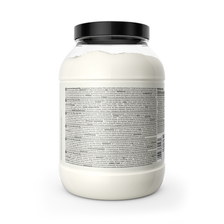Clear Whey Isolate 900 g tub, detailed ingredient text on back label