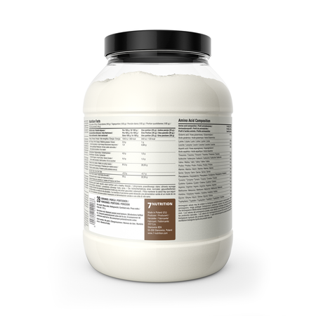 7Nutrition Whey Isolate 90 1000 g, Nährwerte auf der Rückseite im Glas