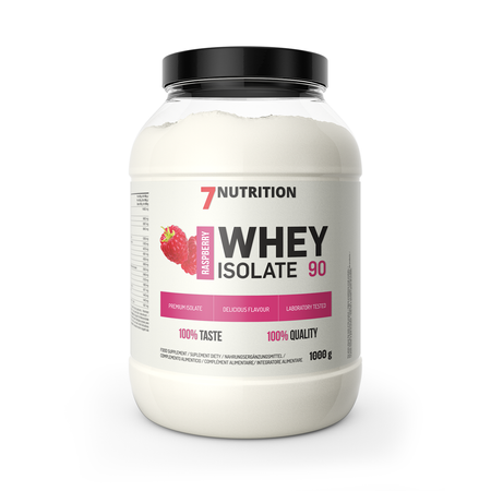 Whey Isolate 90 Raspberry 1000g protein powder jar, front label
