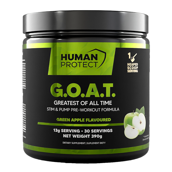 G.O.A.T. 390g Pre-Workout Jar, Greatest of All Time, Green Apple Flavor