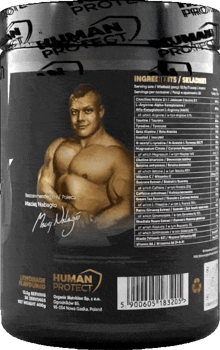 Human Protect G.O.A.T 400g Lemonade tub: back label ingredients & nutrition info