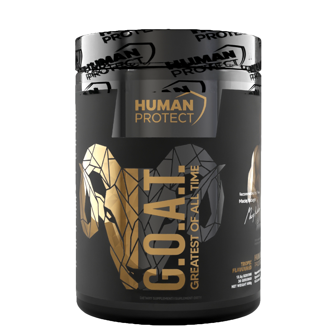 Human Protect G.O.A.T. 400g: Vorderseite mit großem G.O.A.T.-Logo