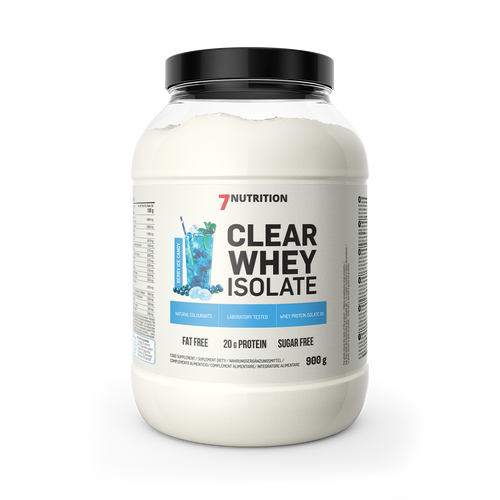 Clear Whey Isolate 900 g jar, Berry Ice Candy flavor; 20 g protein, sugar free.