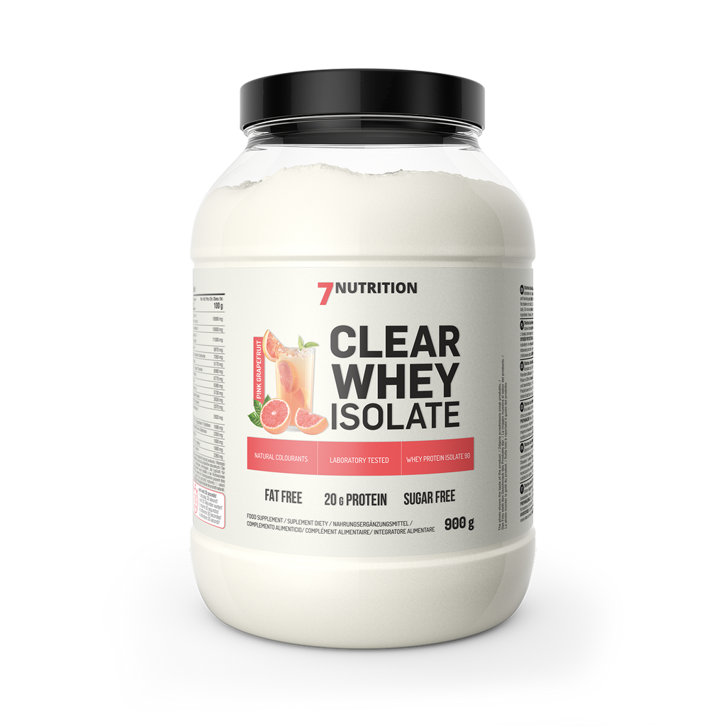Clear Whey Isolate 900 g tub, Pink Grapefruit flavor, front label