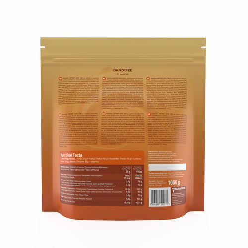 7Nutrition Instant Oats Banoffee Rückseite mit Nährwerten, 1000 g