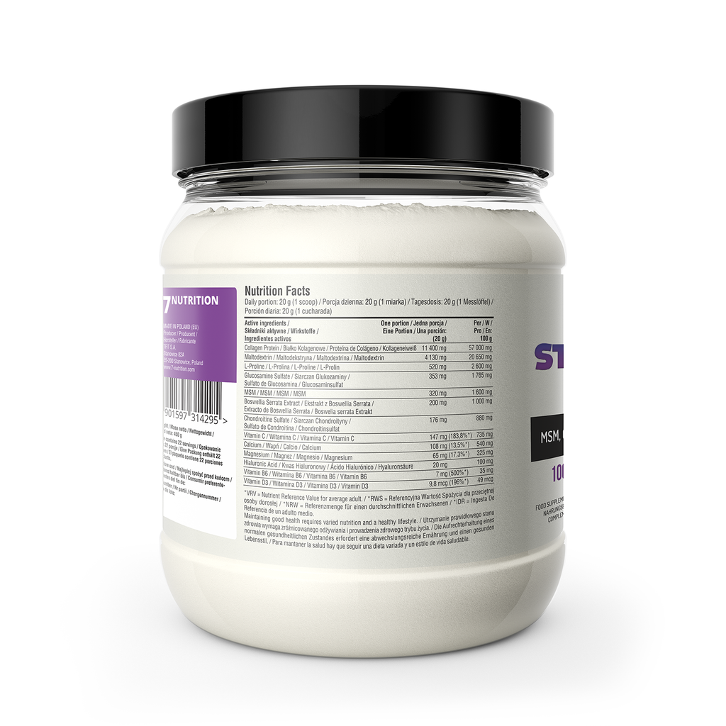 Steel Joints Drink 450 g: Rückseite mit Nutrition Facts auf der Dose