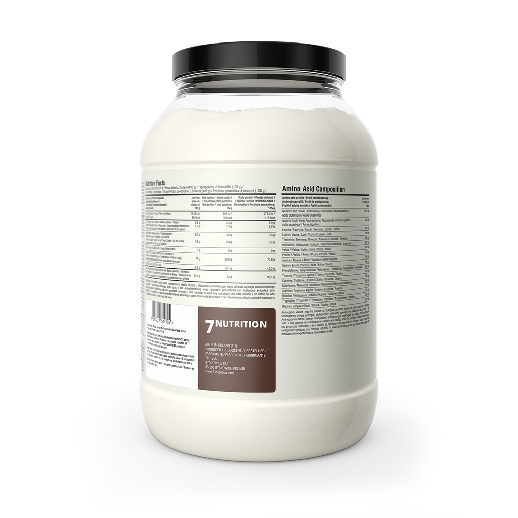 Whey Protein 80 chocolate tub, 2000 g, back nutrition information panel