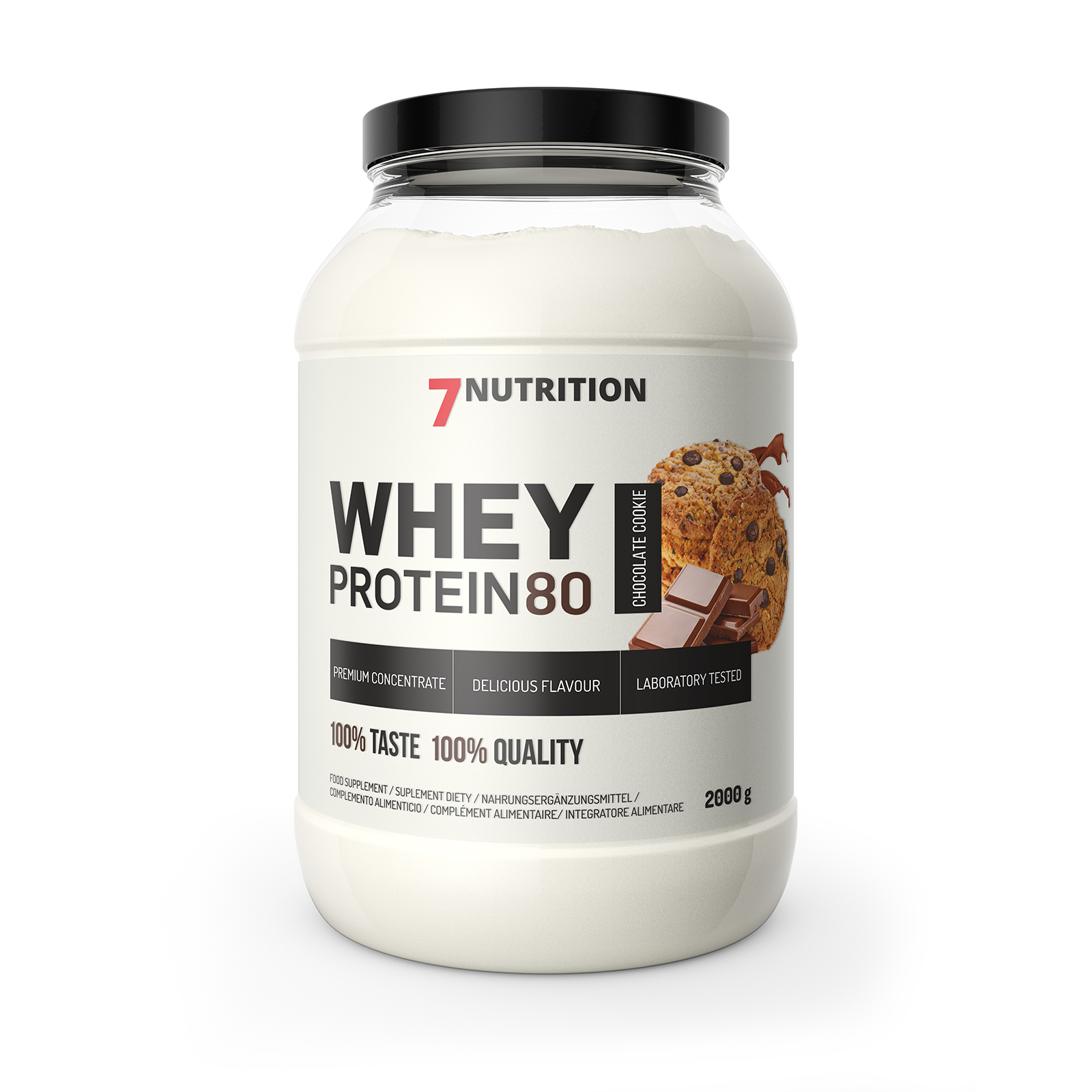 Whey Protein 80 2000 g, Chocolate Cookie jar with label