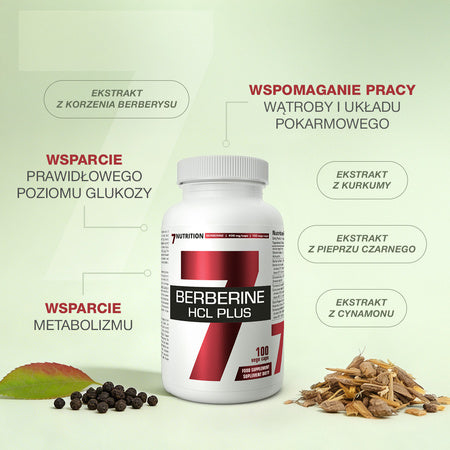 7Nutrition Berberine HCL Plus Kapselglas mit Etikettgrafik und 100 Kapseln