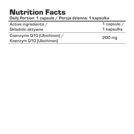 Nährwerttabelle: Coenzym Q10 Ubiquinon, 200 mg pro Kapsel