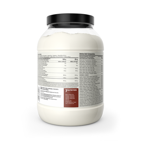 Back label with nutrition information on Egg Protein Isolate tub, 900 g