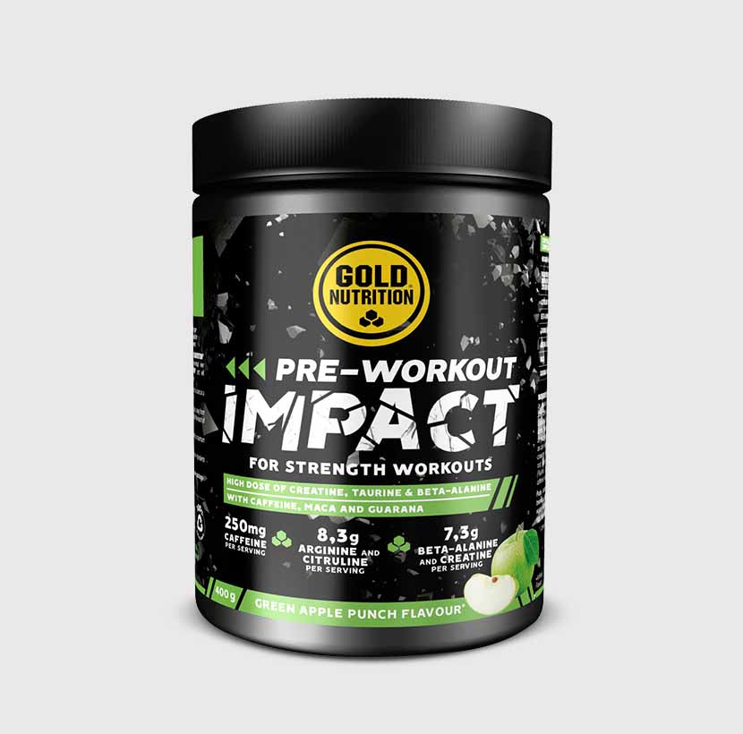 Pre-Workout Dose „Impact“ mit grünem Apfel Punch, schwarze Dose mit grünem Label