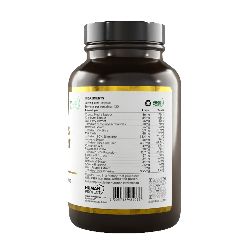 Kidneys Support Dose mit Mengenangaben und 120 Kapseln pro Behälter
