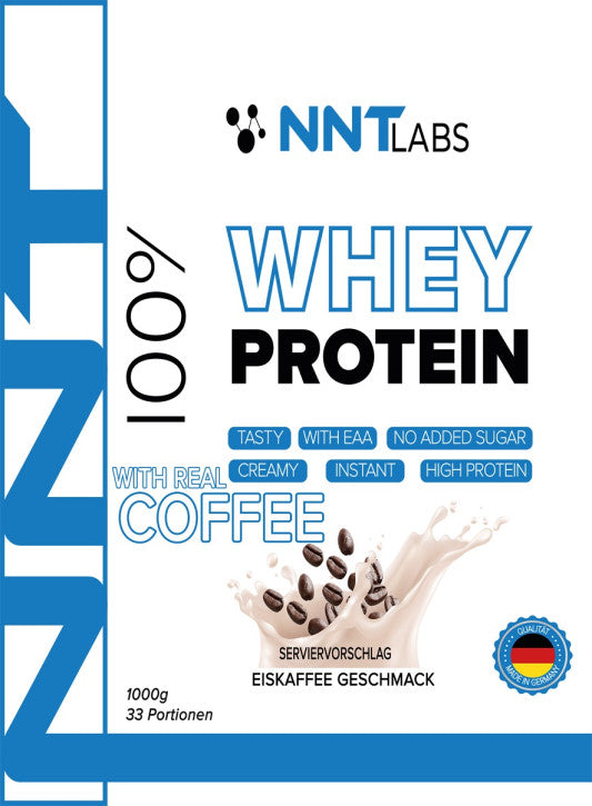 NNT Labs Whey Protein Eiskaffee, 1000g, 33 Portionen, mit Koffein