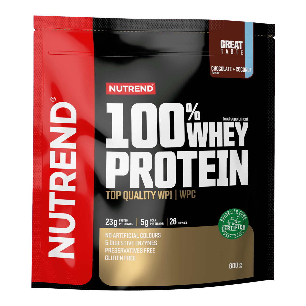 NUTREND 100% Whey Protein 1000g, Schokolade-Kokos, Beutelverpackung