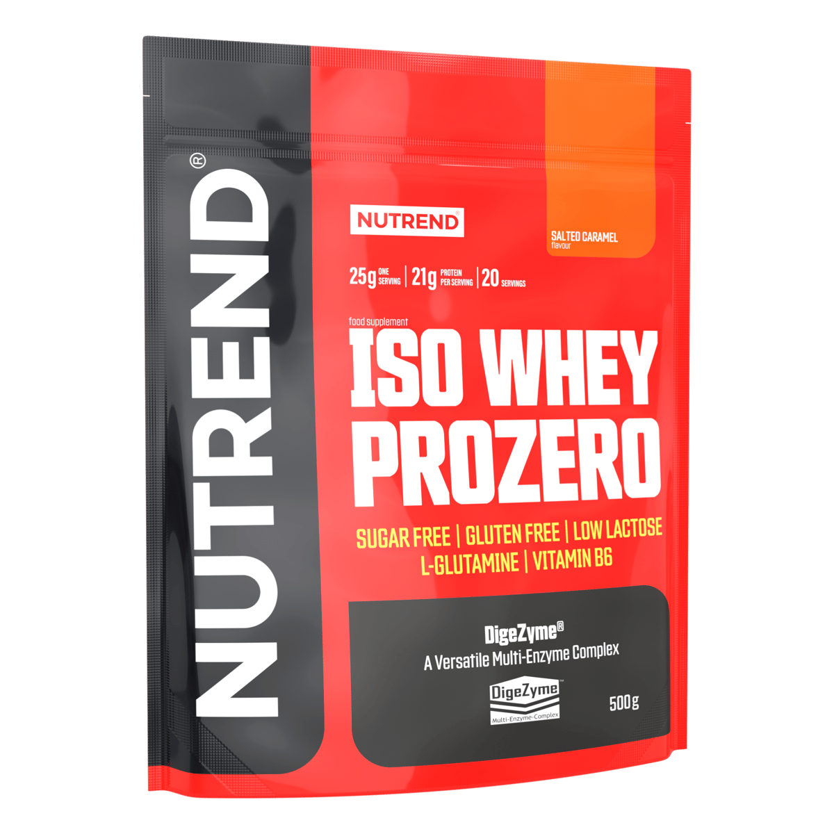 NUTREND Iso Whey Prozero 500 g, gesalzenes Karamell, Proteinpulver Beutel