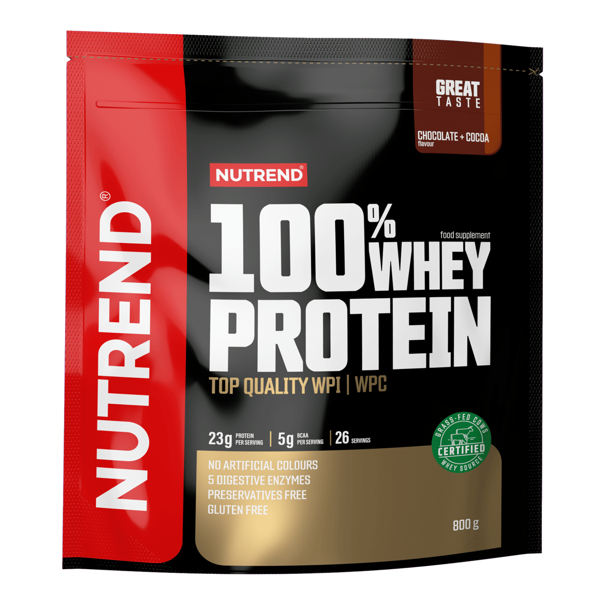 NUTREND 100% Whey Protein Beutel, Schokolade-Kakao, 1000 g