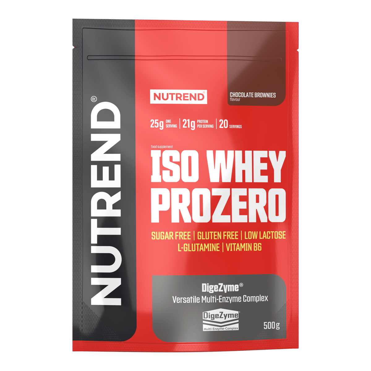 Iso Whey Prozero 500 g Schoko-Brownies, Verpackung Vorderseite
