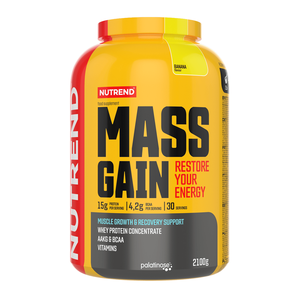 NUTREND Mass Gain 2100 g Banane, Flasche mit Aufschrift MASS