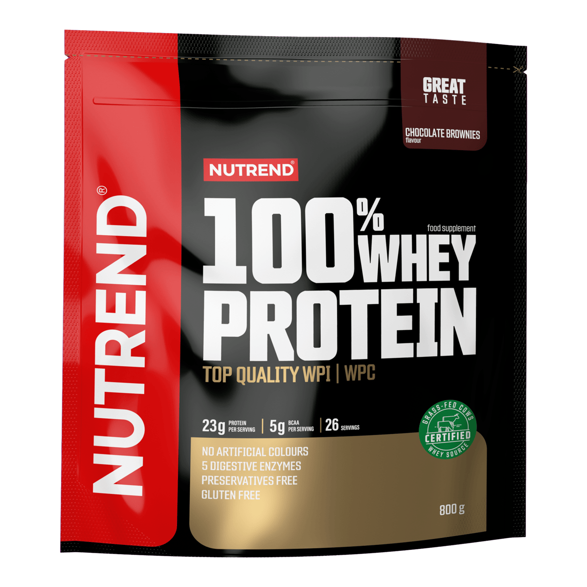 Proteinpulver-Beutel NUTREND 100% Whey Protein Schoko Brownies, 800 g