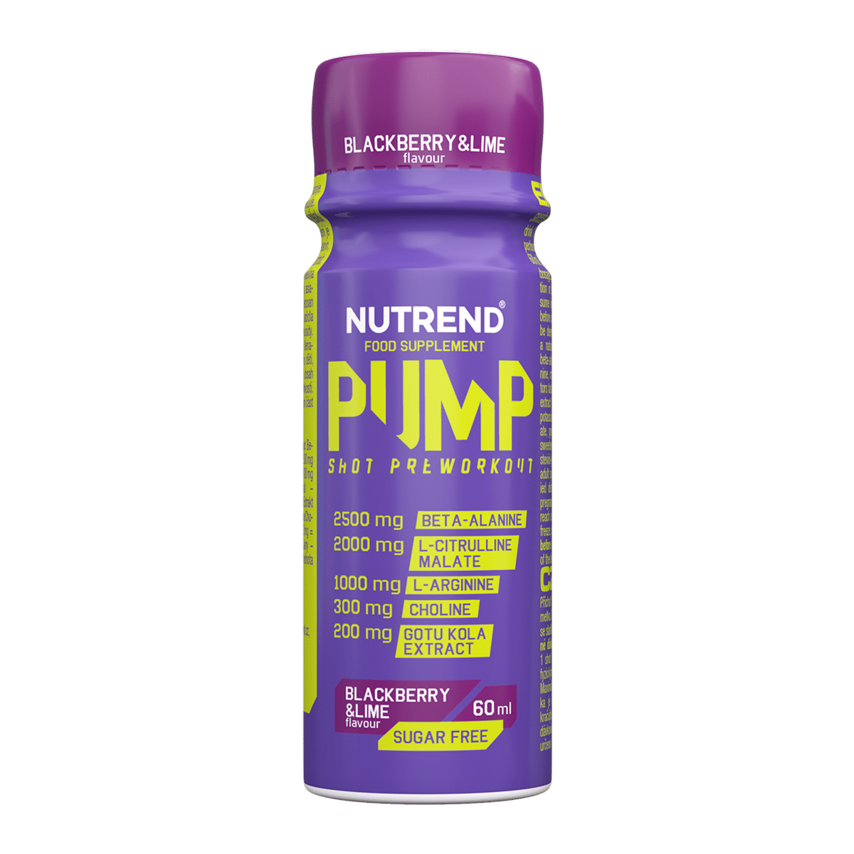 NUTREND Pump Shot 60 ml, Brombeere & Limette, lila Flasche, zuckerfrei
